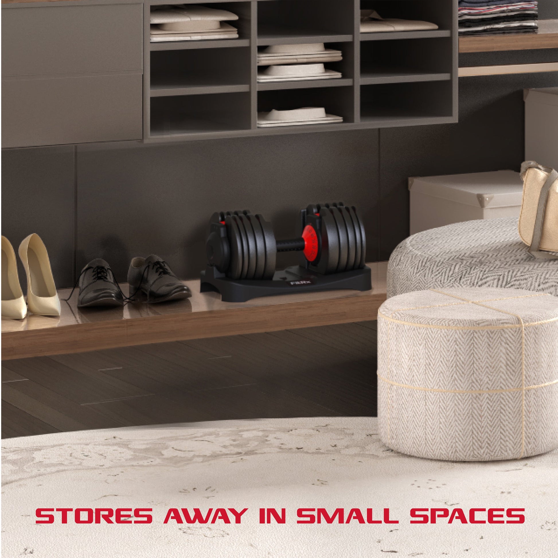 Smartbell, Quick-Select Adjustable Dumbbell for Home Gym, 5-52.5 Lbs. Weight, Black, Single