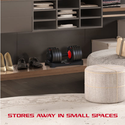 Smartbell, Quick-Select Adjustable Dumbbell for Home Gym, 5-52.5 Lbs. Weight, Black, Single