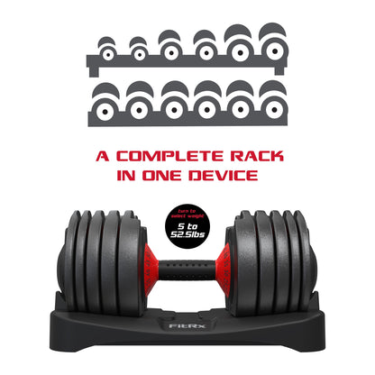 Smartbell, Quick-Select Adjustable Dumbbell for Home Gym, 5-52.5 Lbs. Weight, Black, Single
