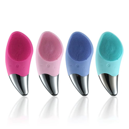 Electric Facial Cleansing Brush Ultrasonic Silicone Pore Cleanser 2-In-1 Blackhead Removal & Acne Prevention Waterproof USB